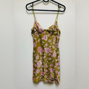 Urban Outfitters KISS THE SKY Floral Spaghetti Strap Mini Slip Dress Size S